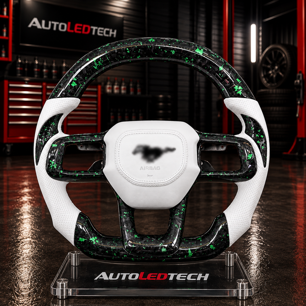 2024-2027+ Ford Mustang Custom Carbon Fiber LED Steering Wheel - AutoLEDTech.com