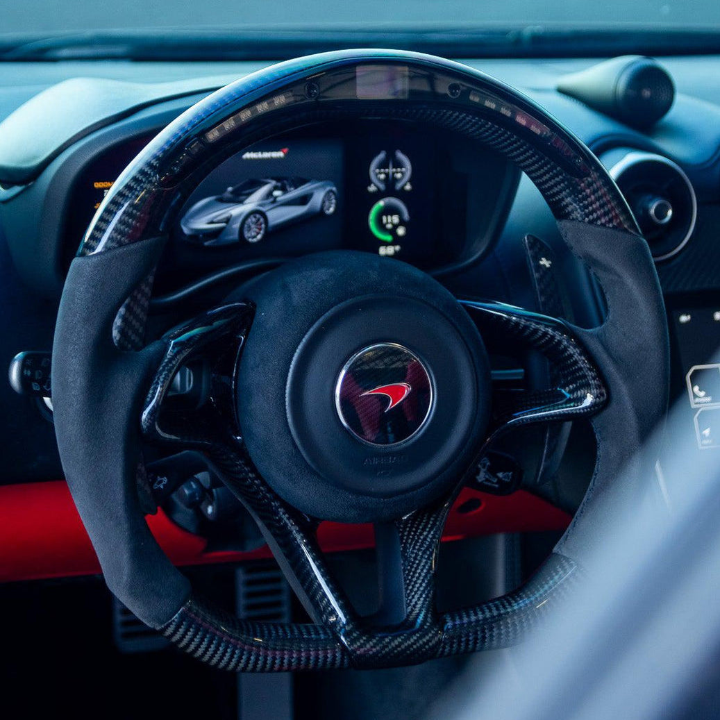 Mclaren 720S 765LT Custom Carbon Fiber Steering Wheel - AutoLEDTech.com