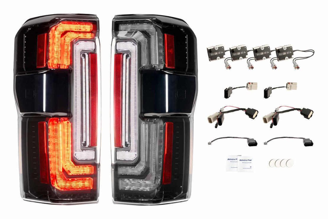2023-2026+ Ford Super Duty F250 Red Smoked LED Tail Lights