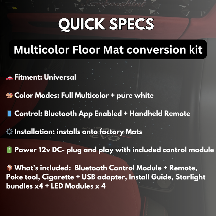 Dodge Charger Challenger Durango RGBW LED Starlight Floor Mats Lights Kit