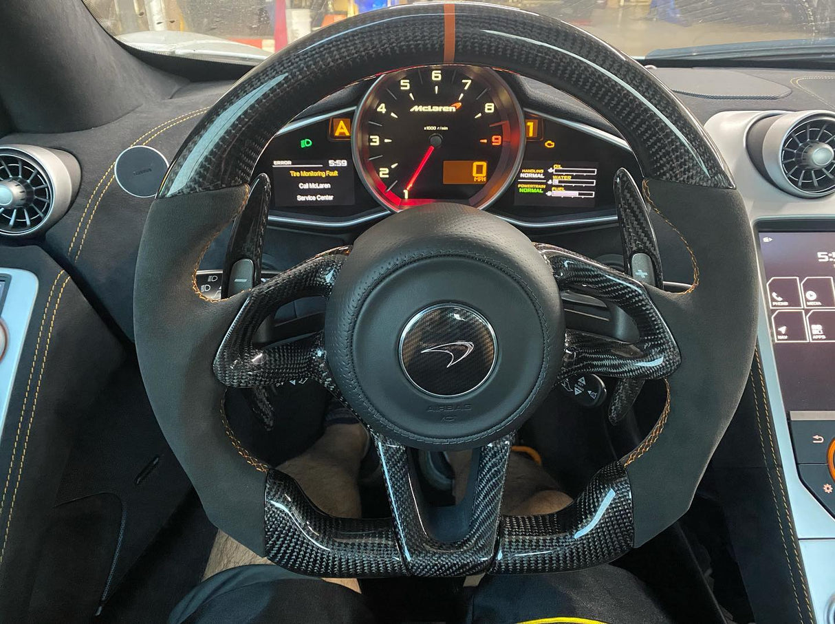 Mclaren 720S 765LT Custom Carbon Fiber Steering Wheel - AutoLEDTech.com