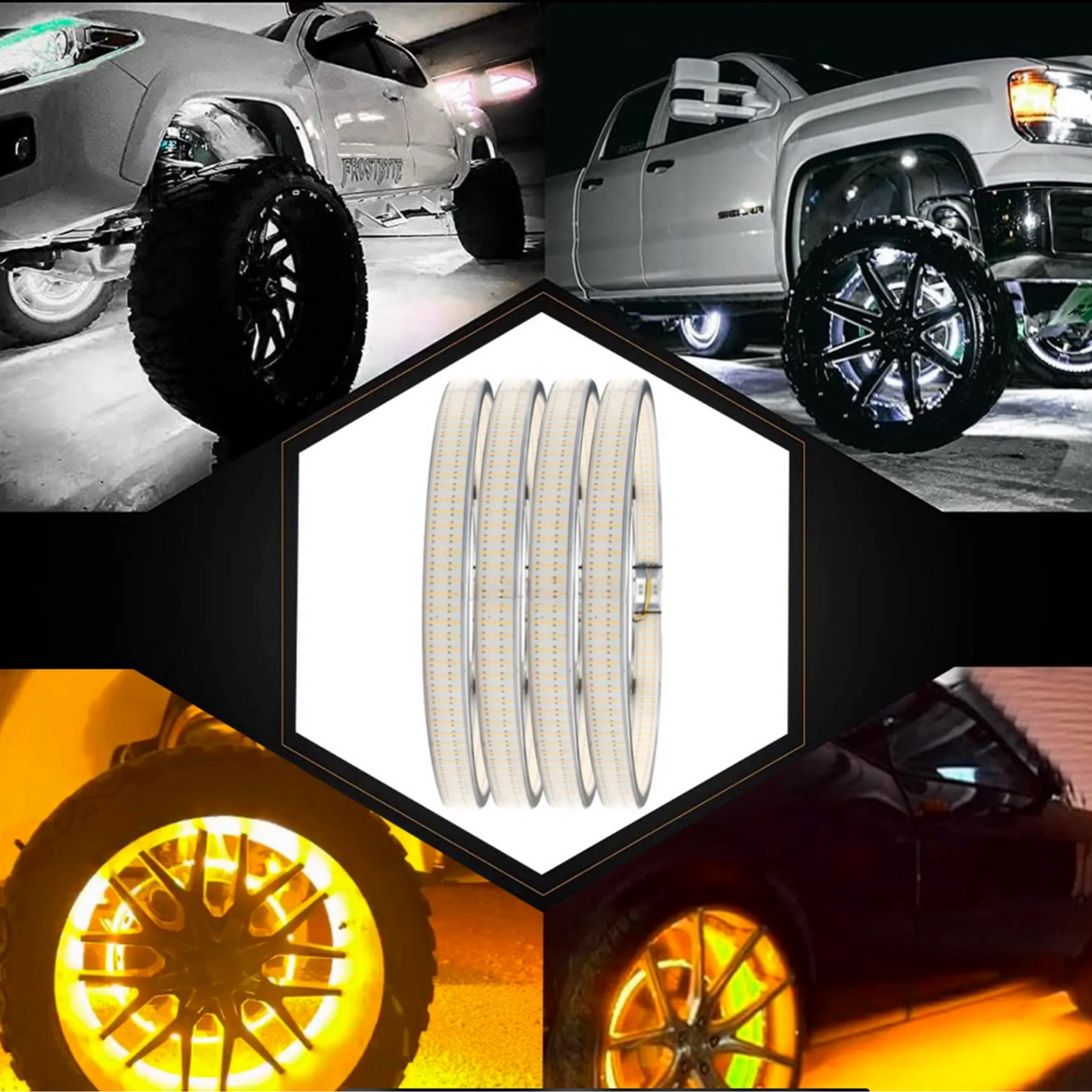 6 or 12 Row Scanning + Turn White LED Wheel Ring Lights Kit