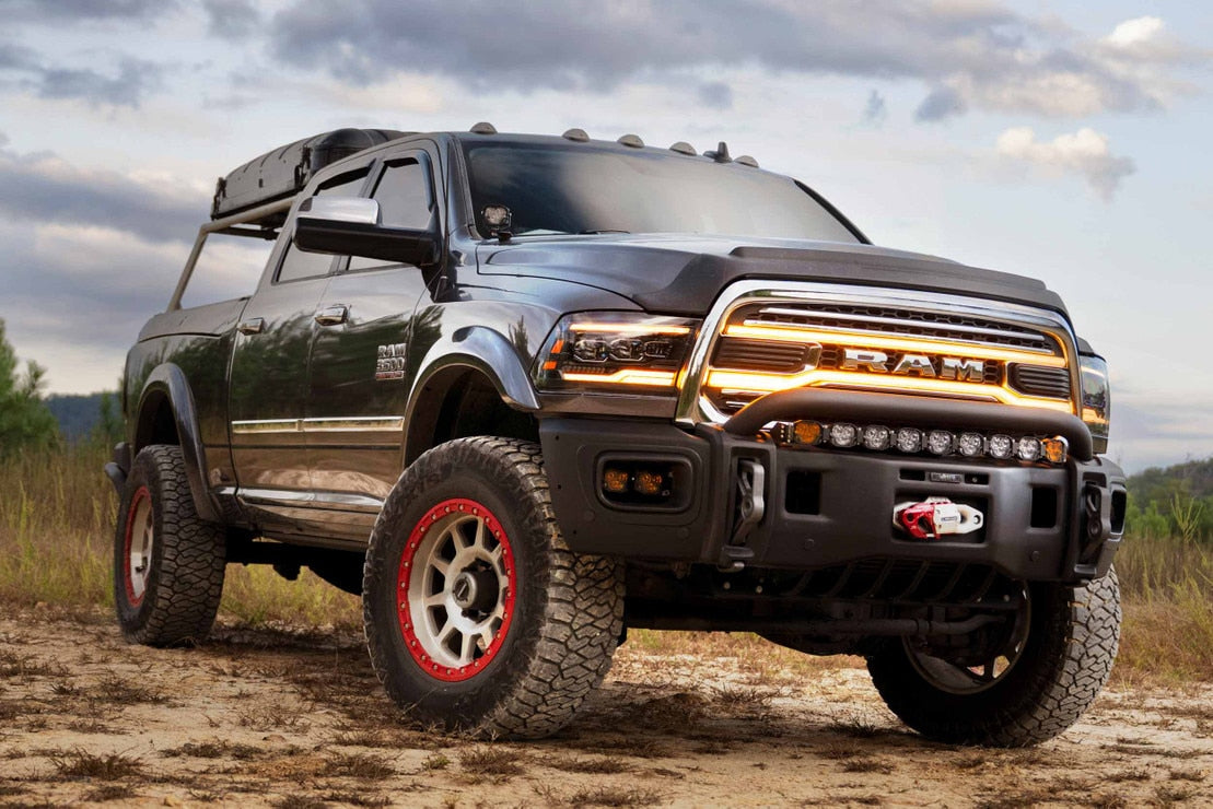 2013-2018 Dodge Ram White Amber LED DRL XBG Grill Light Assembly - AutoLEDTech.com