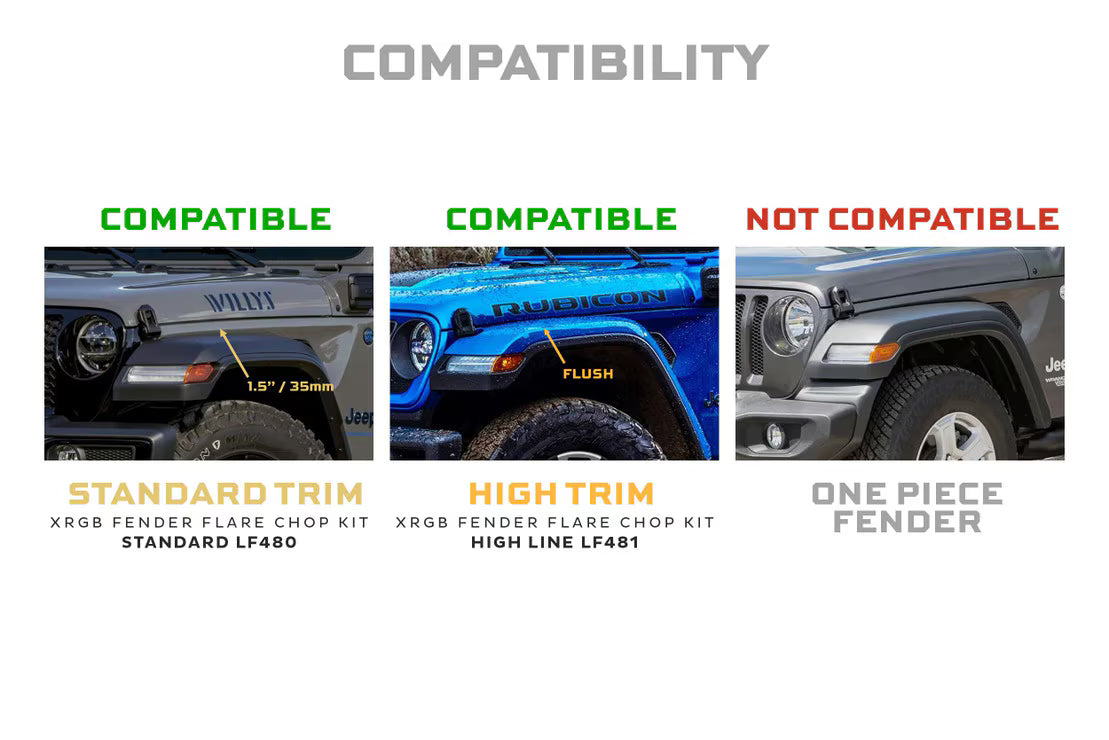 2020+ Jeep JL JT Wrangler Gladiator RGB LED Fender Flare Chop Kit