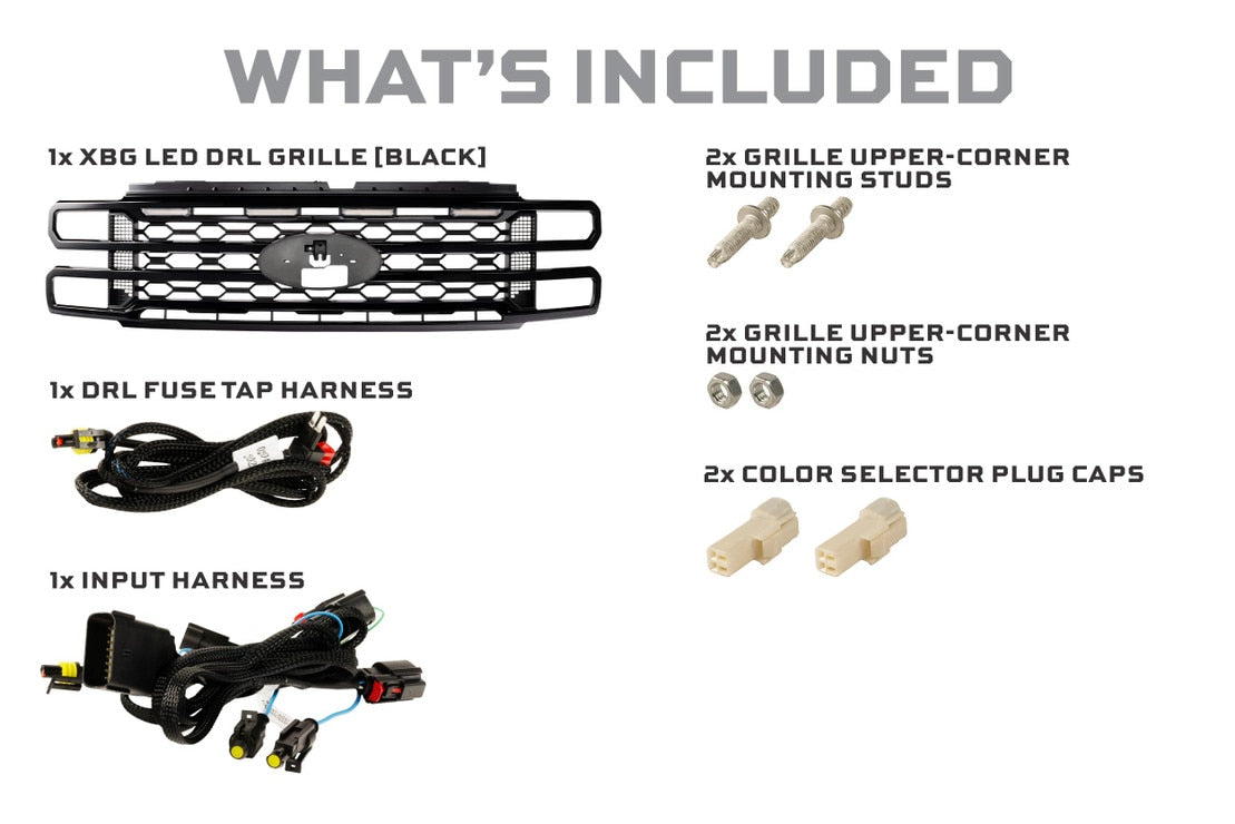 2023-2026+ Ford Super Duty White Amber LED XBG Grill Light Assembly - AutoLEDTech.com