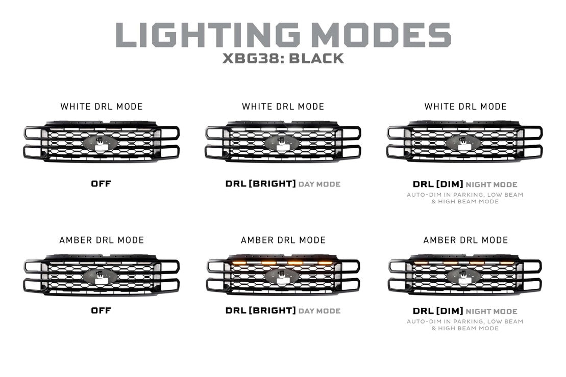 2023-2026+ Ford Super Duty White Amber LED XBG Grill Light Assembly - AutoLEDTech.com