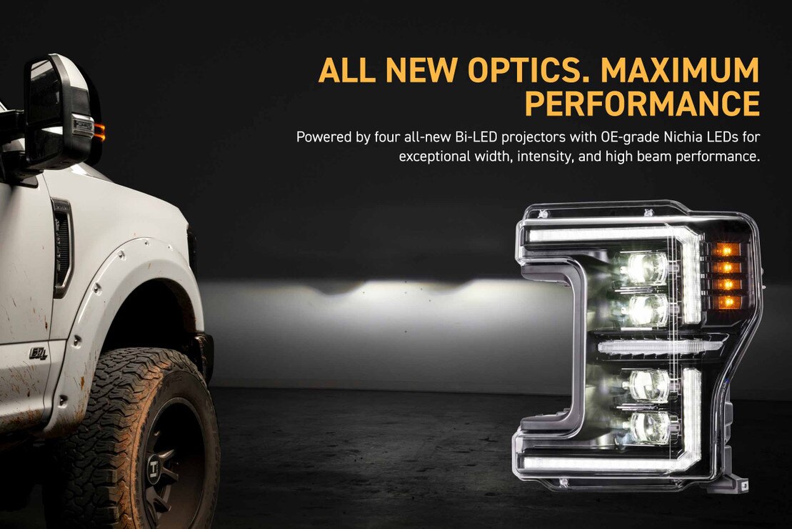 2017-2019 Ford Super Duty XB EVO LED DRL Projector Headlights - AutoLEDTech.com