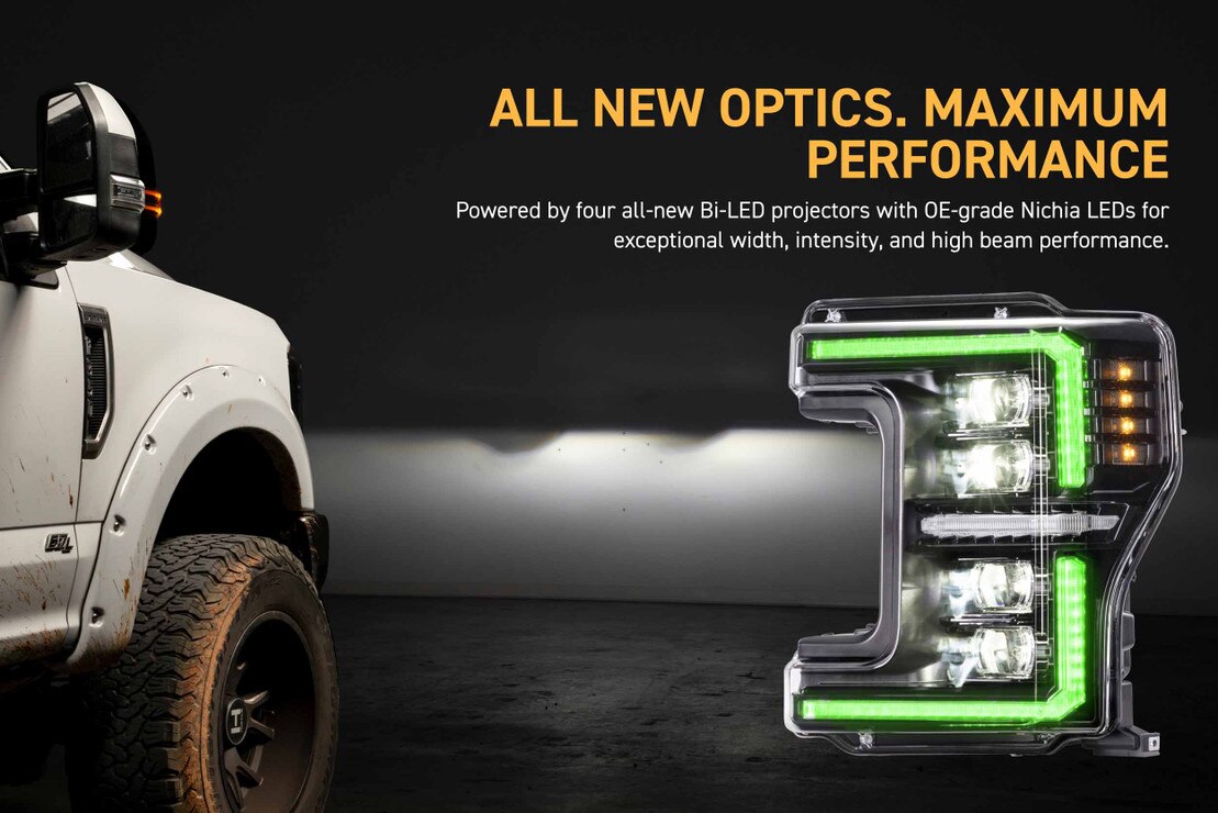 2017-2019 Ford Super Duty XRGB EVO LED DRL Projector Headlights - AutoLEDTech.com