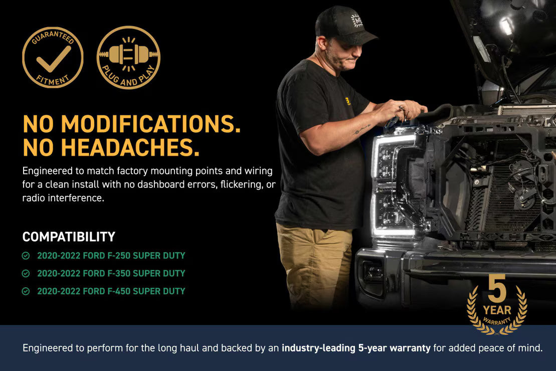 2020-2022 Ford Super Duty XB EVO LED DRL Projector Headlights - AutoLEDTech.com