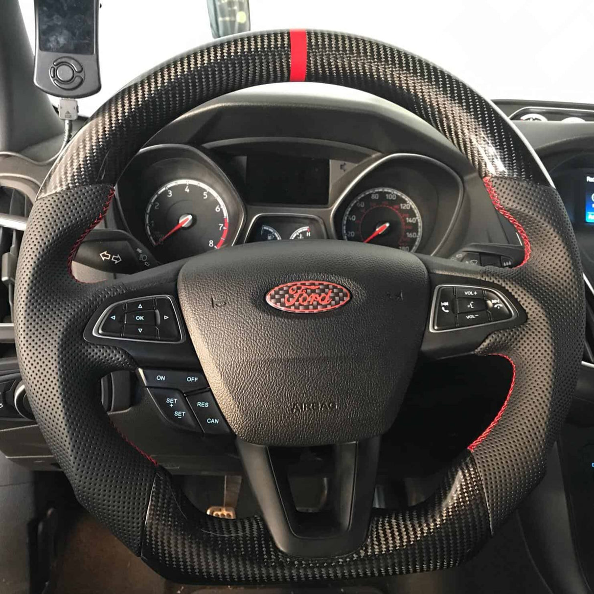 2015-2026+ Ford Focus RS ST Carbon Fiber Steering Wheel w/ LED Display - AutoLEDTech.com