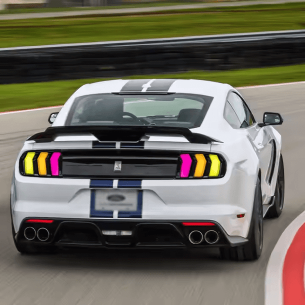 2015-2023 Ford Mustang S550 RGB Flow Smoked Clear LED Tail Lights - AutoLEDTech.com