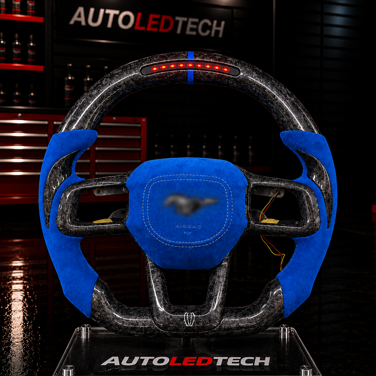 2024-2027+ Ford Mustang Custom Carbon Fiber LED Steering Wheel - AutoLEDTech.com