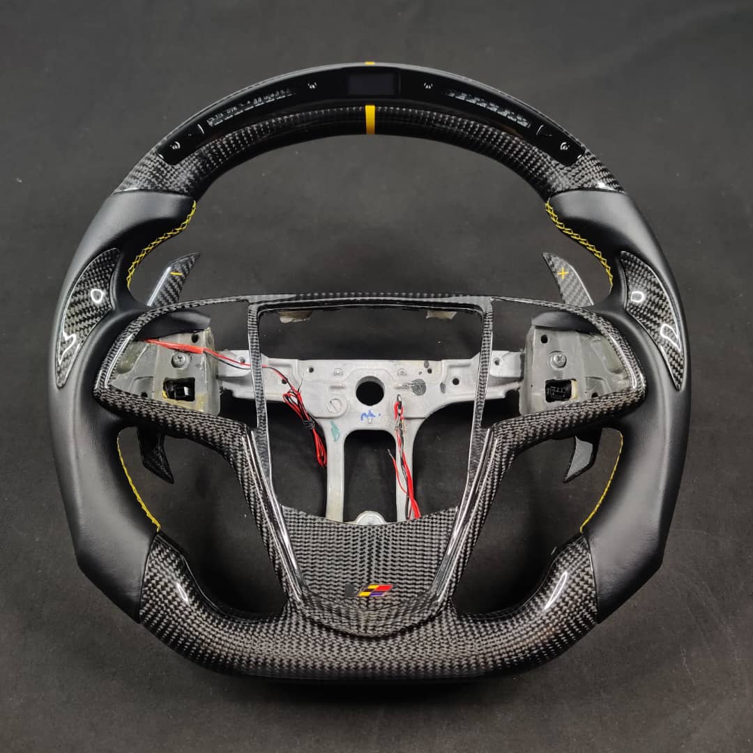 2013-2020 Cadillac CTS/ATS Carbon Fiber LED Steering Wheel - AutoLEDTech.com