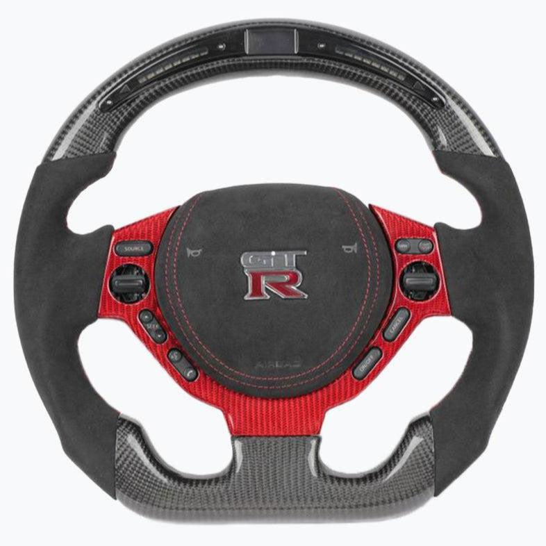 2008-2016 Nissan GTR R35 Custom Carbon Fiber Steering Wheel w/ LED RPM Display - AutoLEDTech.com
