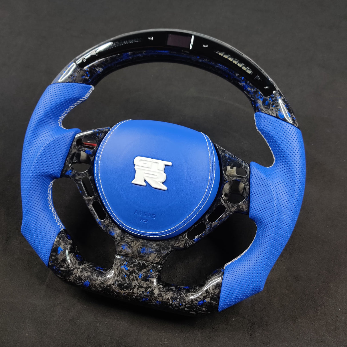 2008-2016 Nissan GTR R35 Custom Carbon Fiber Steering Wheel w/ LED RPM Display - AutoLEDTech.com