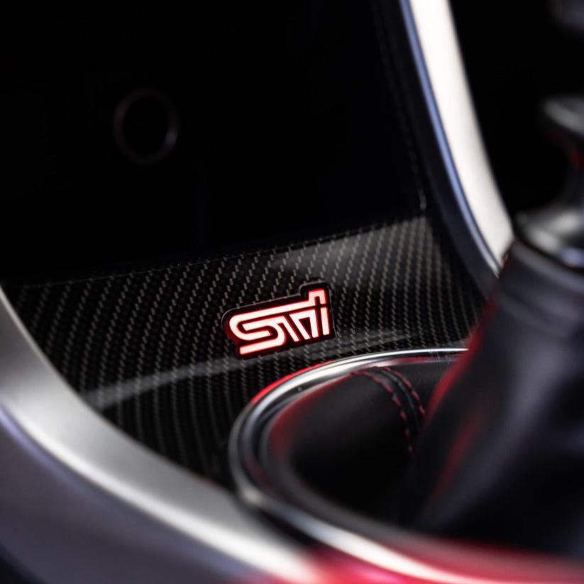 2008-2021 STI RGBW Flow Series LED Shifter Trim Badge - Lit Logos - AutoLEDTech.com