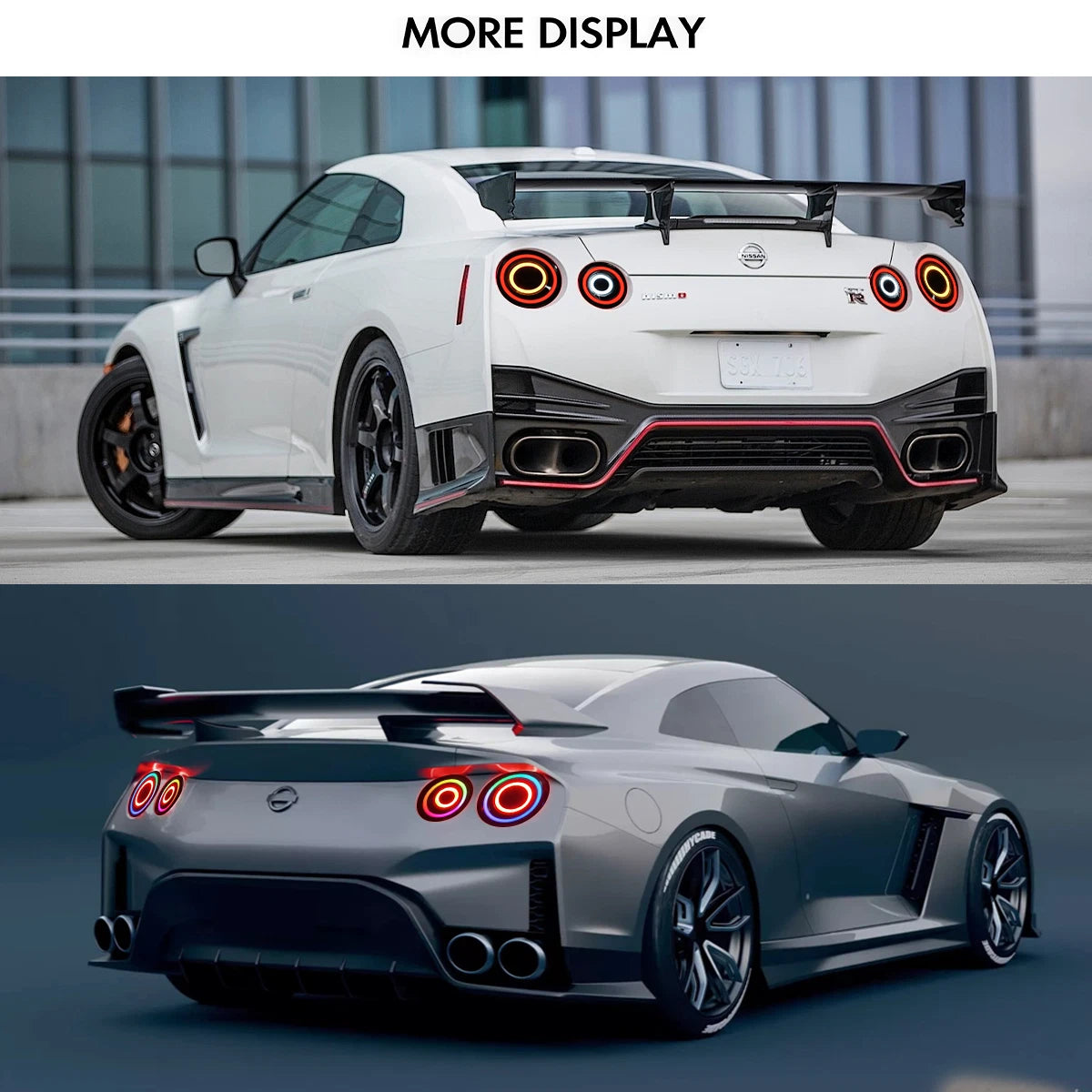 2008-2024 Nissan GTR R35 RGB Flow Smoked LED Tail Lights - AutoLEDTech.com
