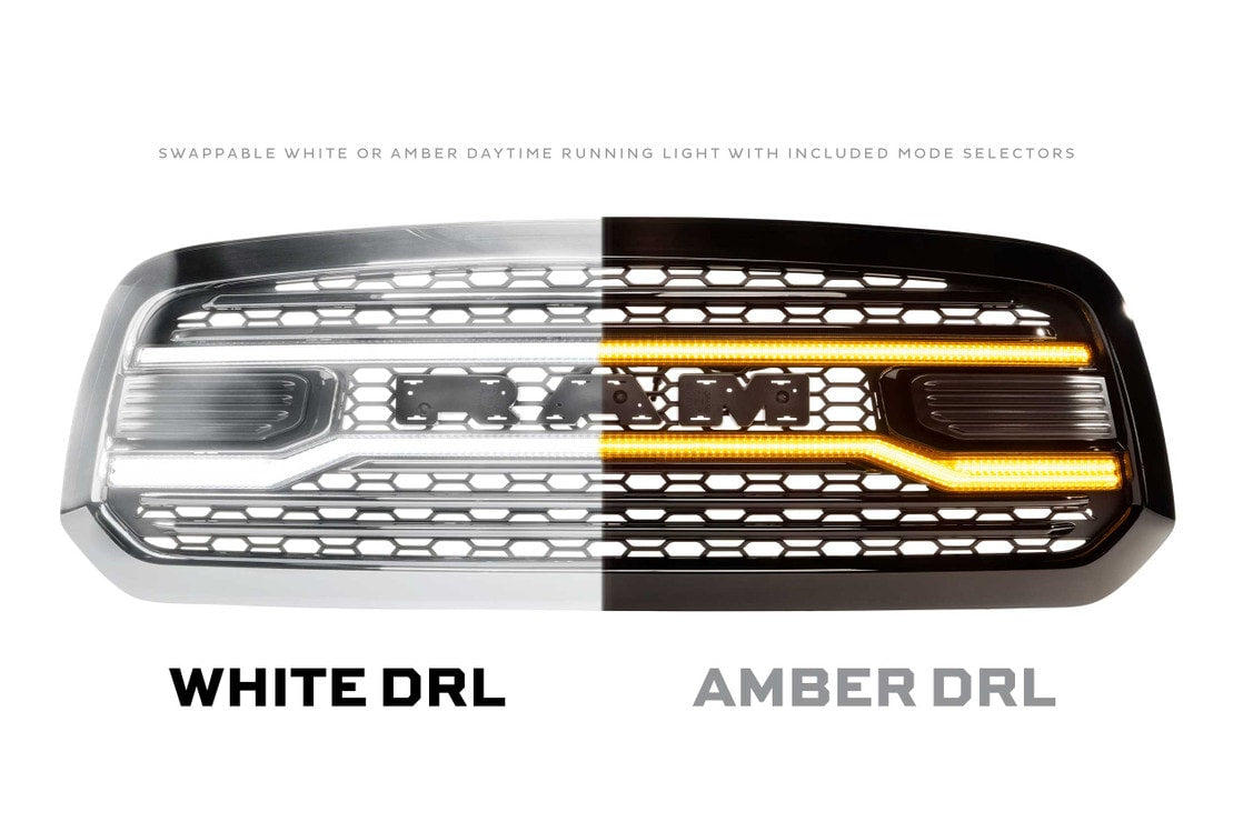 2009-2018 Dodge Ram XB White Amber LED DRL Projector Headlights - AutoLEDTech.com