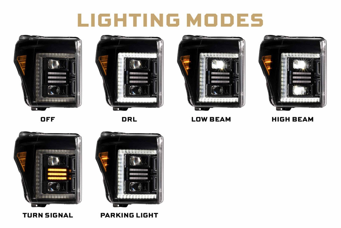 2011-2016 Ford Super Duty F250 XB HYBRID LED DRL Projector Headlights - AutoLEDTech.com
