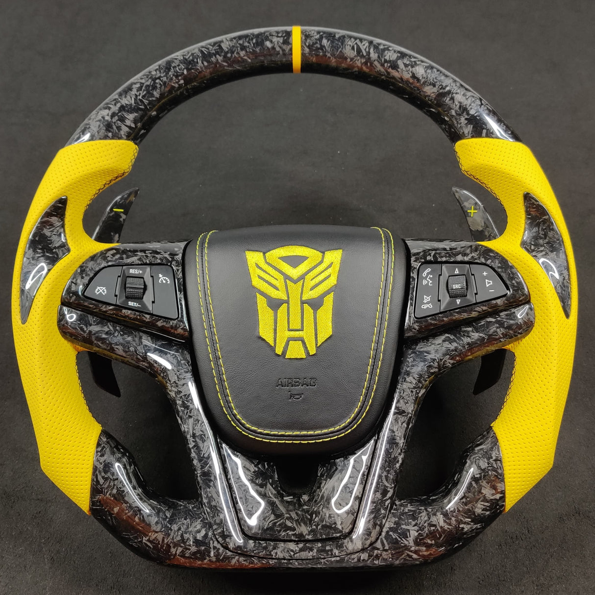 2012-2015 Chevrolet Camaro Custom Carbon Fiber Steering Wheel - AutoLEDTech.com