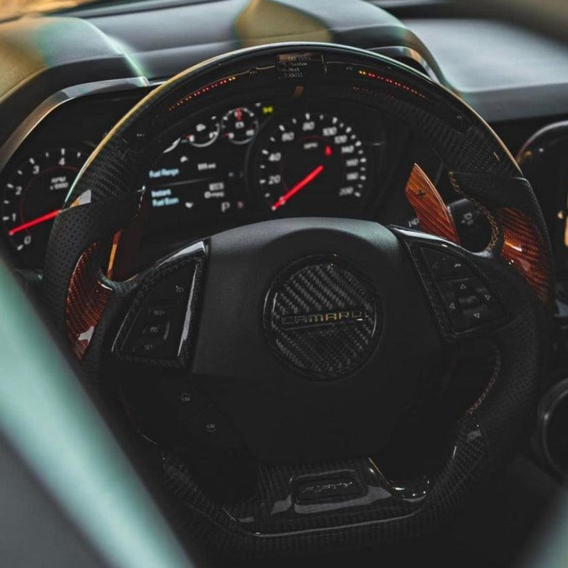 2016-2024 Chevrolet Camaro Custom Carbon Fiber Steering Wheel - AutoLEDTech.com