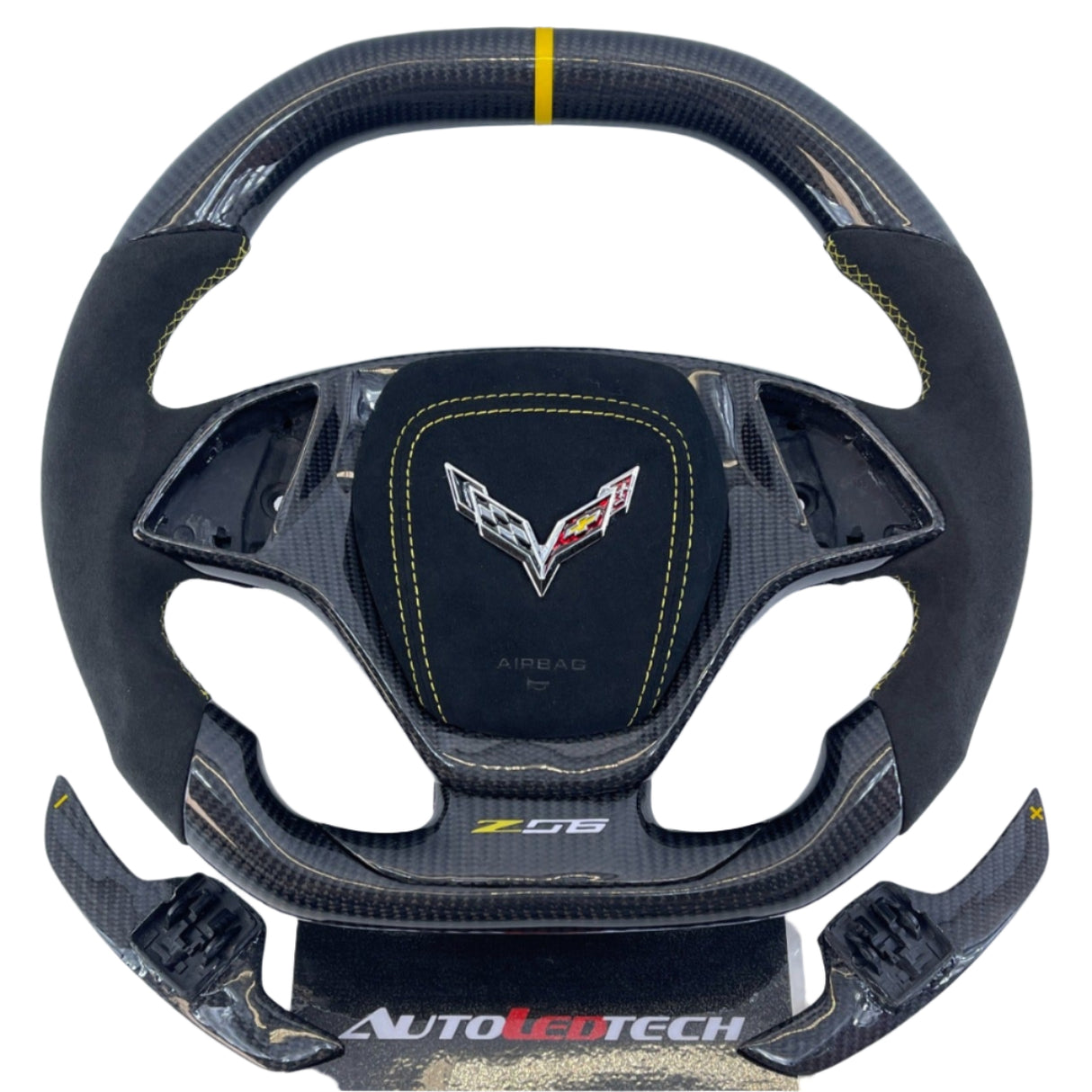 2014-2019 C7 Corvette Carbon Fiber Steering Wheel w/ LED RPM Display - AutoLEDTech.com