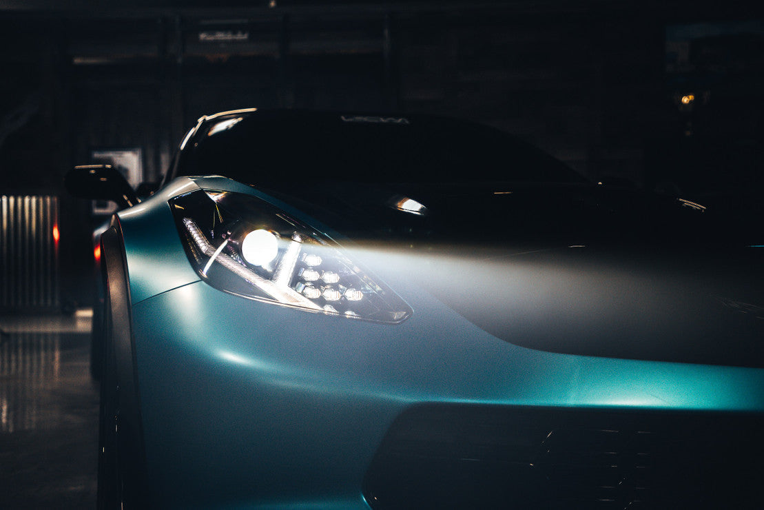 2014-2019 Chevrolet C7 Corvette LED DRL Projector Headlights - Aventador Style LED headlight kit AutoLEDTech Oracle Lighting Trendz Flow Series RGBHaloKits OneUpLighting Morimoto