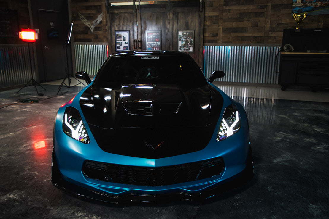 2014-2019 Chevrolet C7 Corvette LED DRL Projector Headlights - Aventador Style LED headlight kit AutoLEDTech Oracle Lighting Trendz Flow Series RGBHaloKits OneUpLighting Morimoto