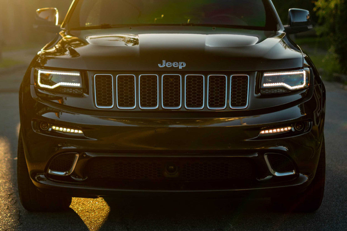 2014-2022 Jeep Grand Cherokee WK2 LED DRL Projector Replacement Headlights - Fits all models LED headlight kit AutoLEDTech Oracle Lighting Trendz Flow Series RGBHaloKits OneUpLighting Morimoto