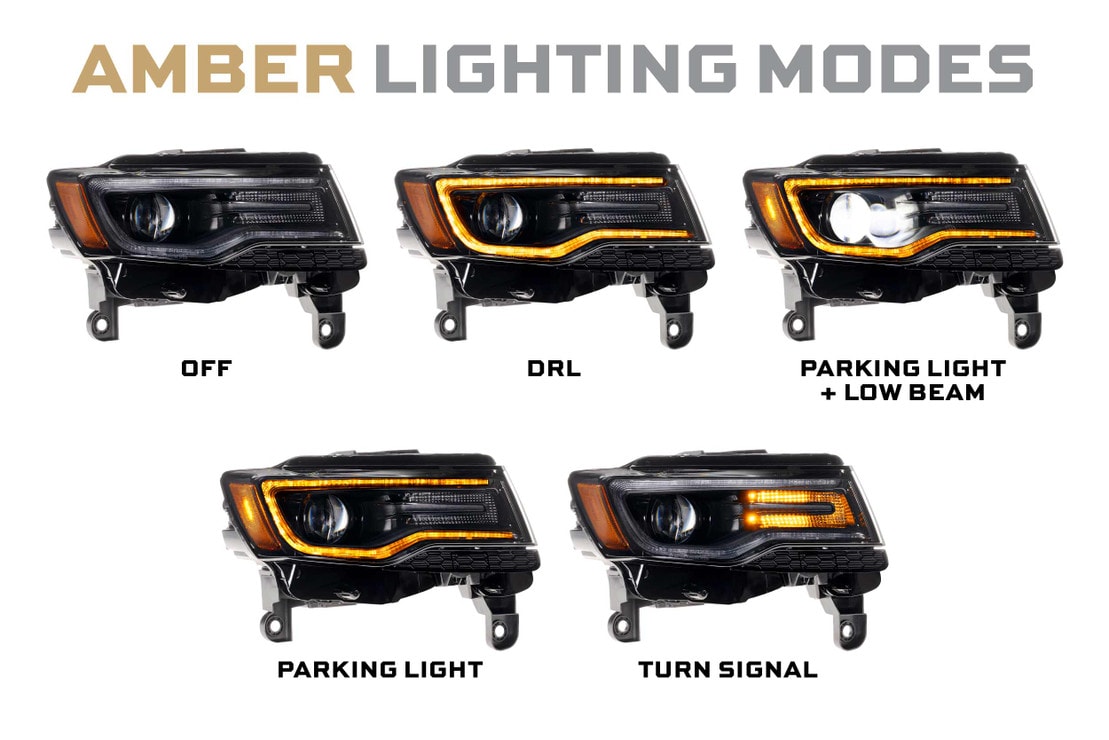 2014-2022 Jeep Grand Cherokee XB LED DRL Projector Headlights - AutoLEDTech.com