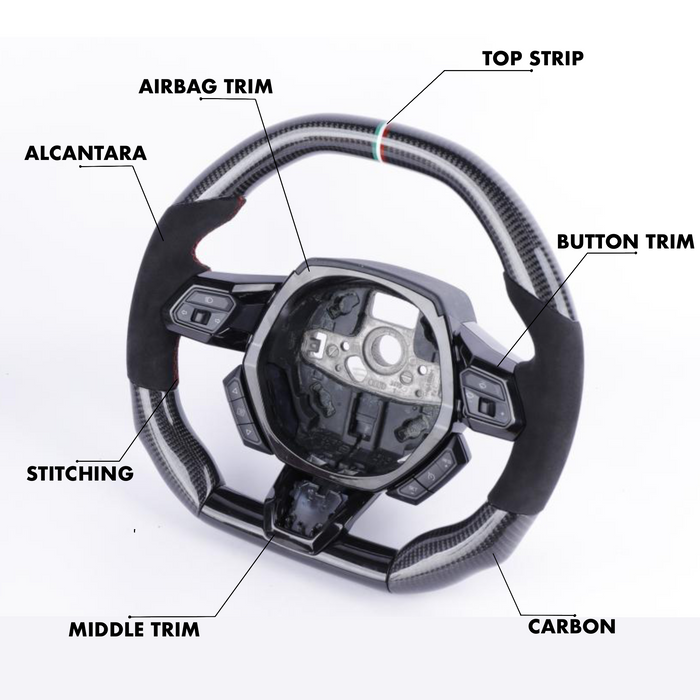 2014-2024 Lamborghini Huracan Custom Carbon Fiber Steering Wheel - AutoLEDTech.com