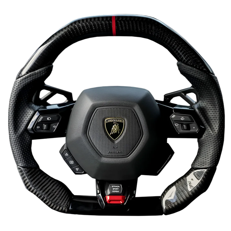 2014-2024 Lamborghini Huracan Custom Carbon Fiber Steering Wheel - AutoLEDTech.com