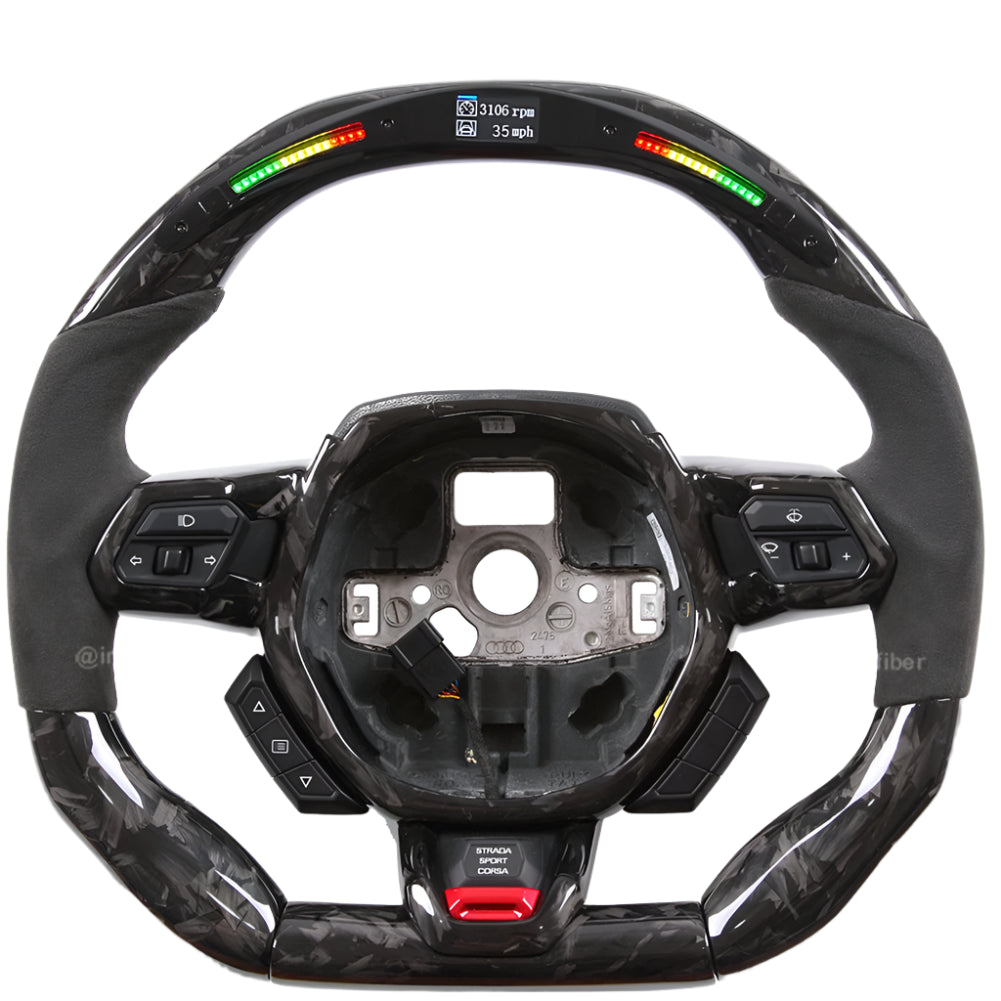 2014-2024 Lamborghini Huracan Custom Carbon Fiber Steering Wheel - AutoLEDTech.com