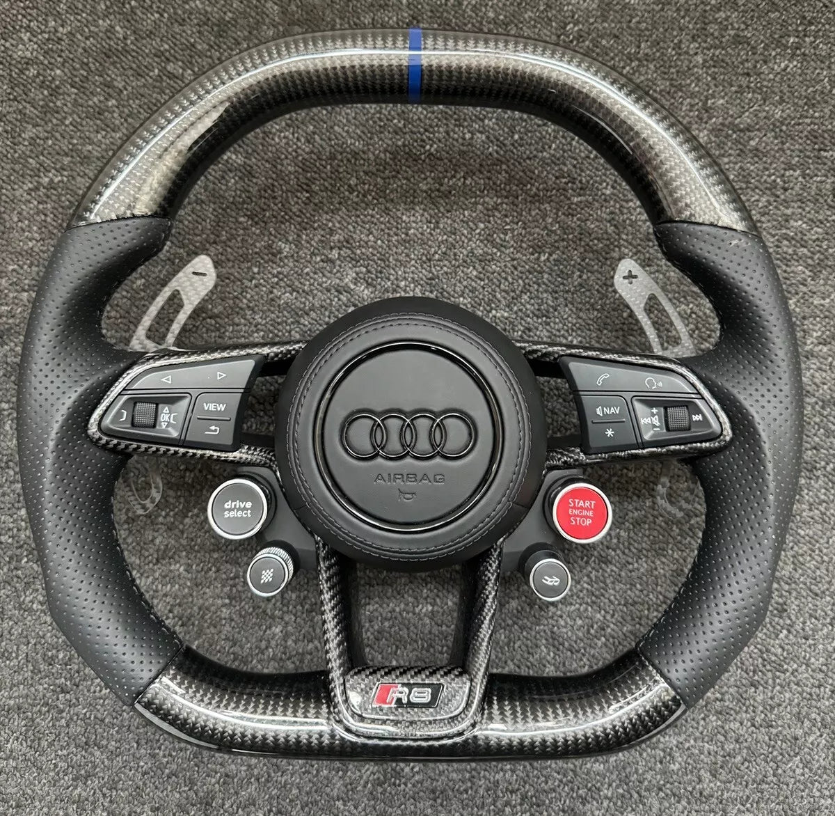 2015-2024 Audi R8 TTRS Custom Carbon Fiber Steering Wheel - AutoLEDTech.com
