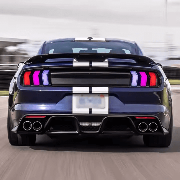 2015-2023 Ford Mustang S550 RGB Flow Smoked Clear LED Tail Lights - AutoLEDTech.com