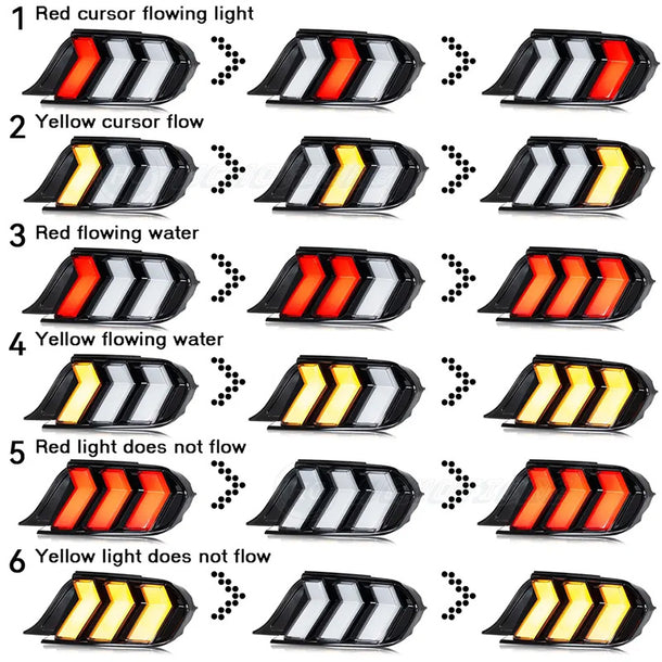 2015-2023 Ford Mustang S550 RGB Flow Smoked Clear LED Tail Lights - AutoLEDTech.com