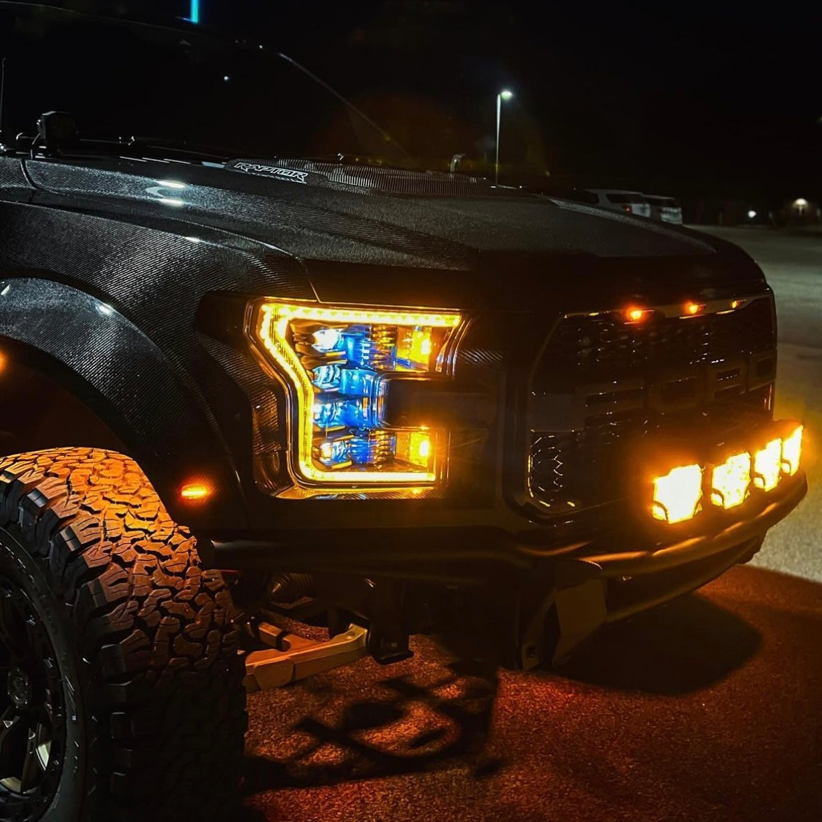 2016-2020 Ford Raptor F150 White or Amber LED DRL Projector Headlight Assemblies - AutoLEDTech.com