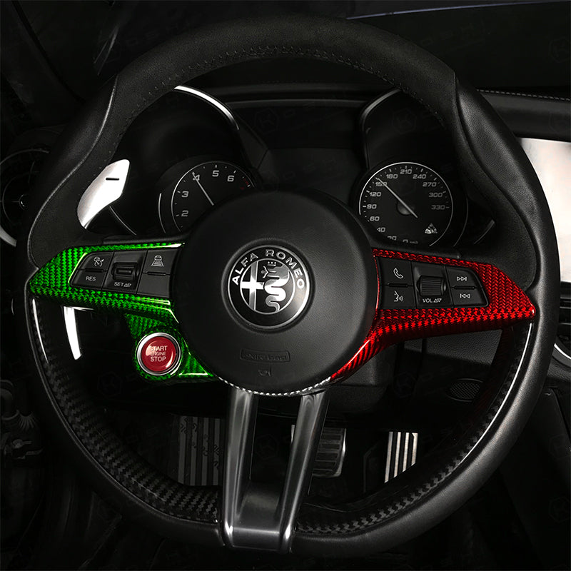 2017-2021 Alfa Romeo Stelvio Giulia Custom Carbon Fiber Steering Wheel - AutoLEDTech.com