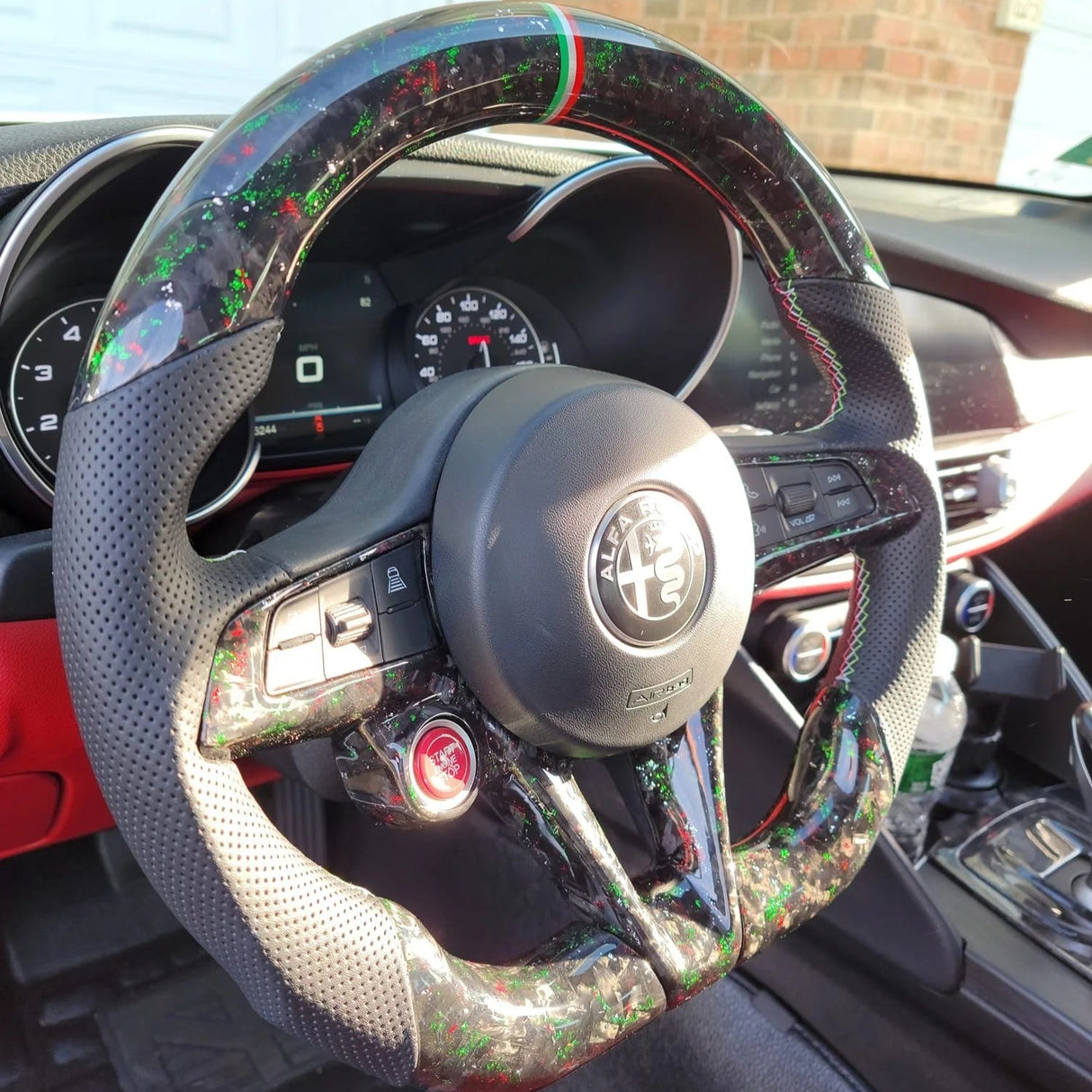 2017-2021 Alfa Romeo Stelvio Giulia Custom Carbon Fiber Steering Wheel - AutoLEDTech.com