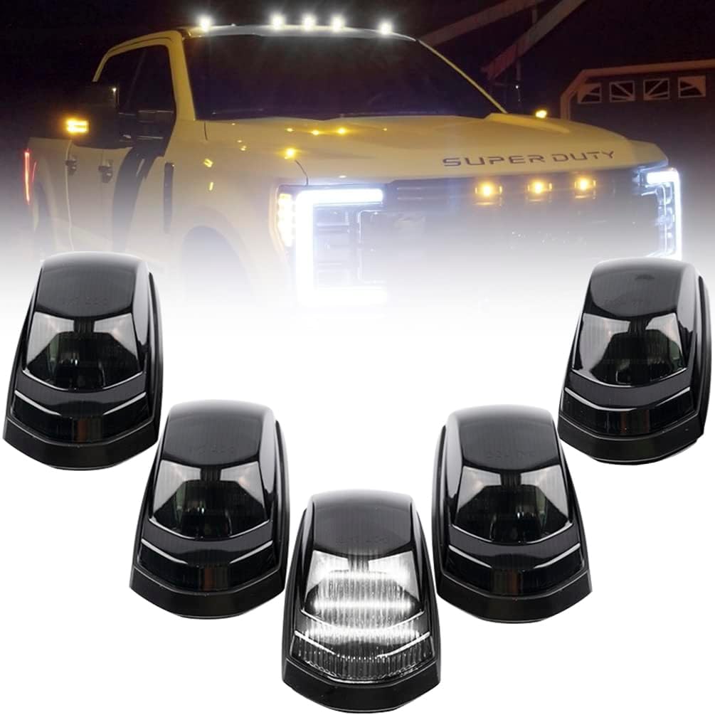 2017-2022 Ford F250 F350 Super Duty Clear Smoked White Amber LED Roof Cab Lights - AutoLEDTech.com