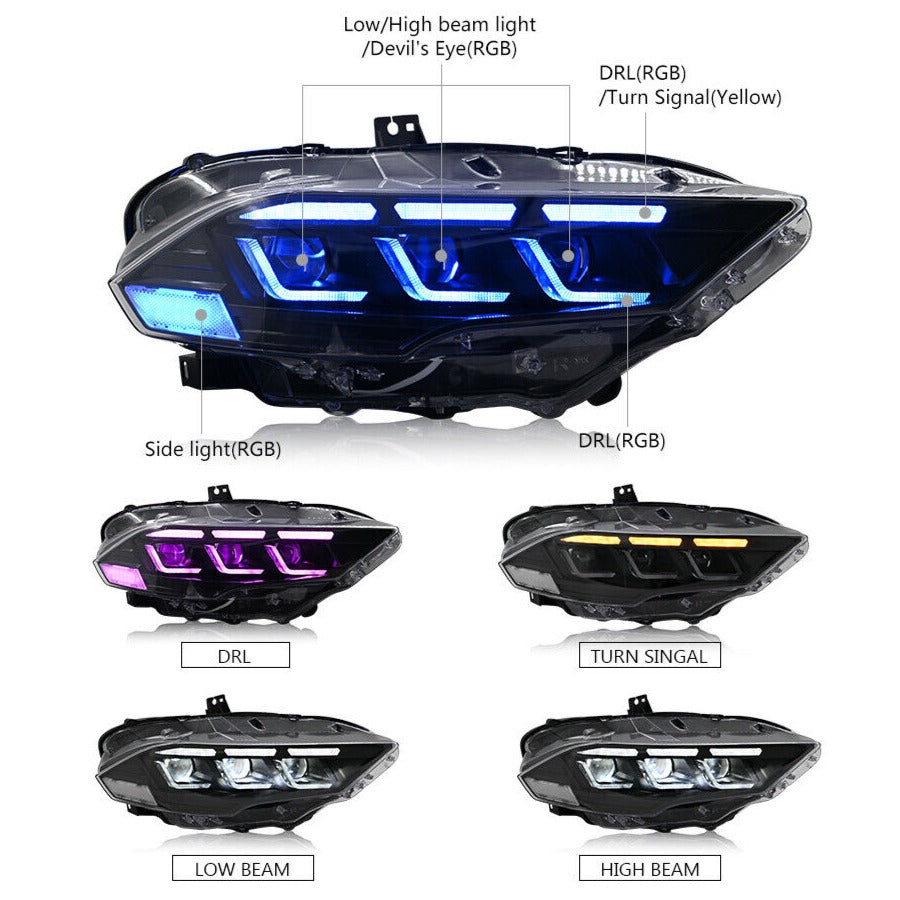 2018-2023 Ford Mustang S650-Style LED DRL Headlights - AutoLEDTech.com