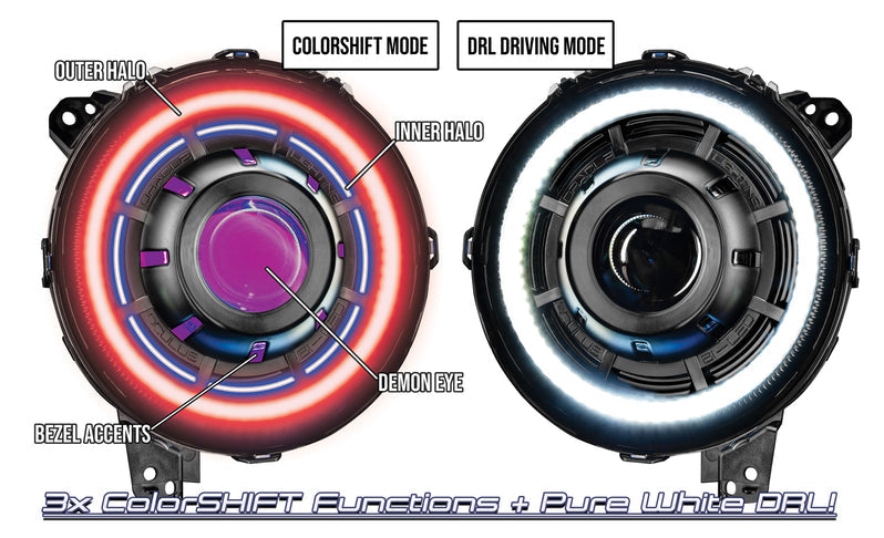 2018-2026+ Jeep Wrangler Gladiator JL JT OCULUS RGBW Bi-LED Projector Headlights - AutoLEDTech.com