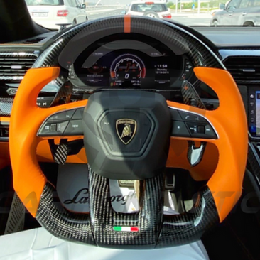 2018-2026+ Lamborghini Urus Custom Carbon Fiber Steering Wheel - AutoLEDTech.com