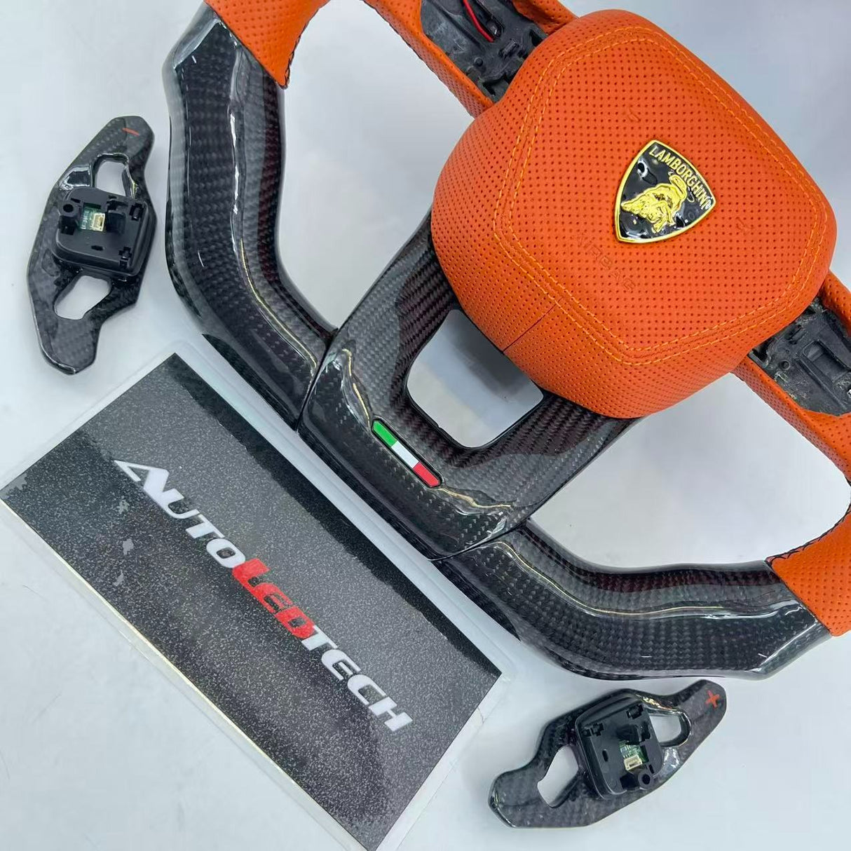 2018-2026+ Lamborghini Urus Custom Carbon Fiber Steering Wheel - AutoLEDTech.com