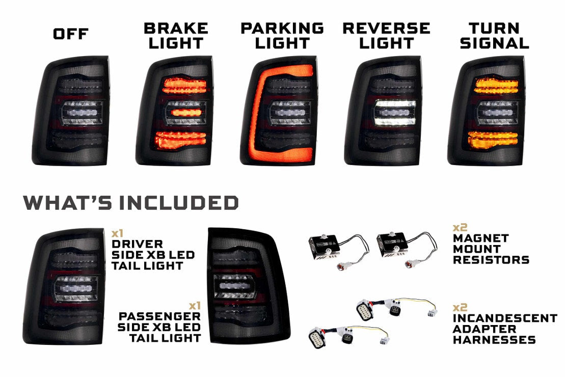 2019-2024 Ram HD 2500 Red Smoked XB LED Tail Lights - AutoLEDTech.com