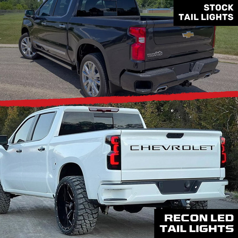 2019-2025 Chevy Silverado Smoked Scanning LED Tail Lights - AutoLEDTech.com