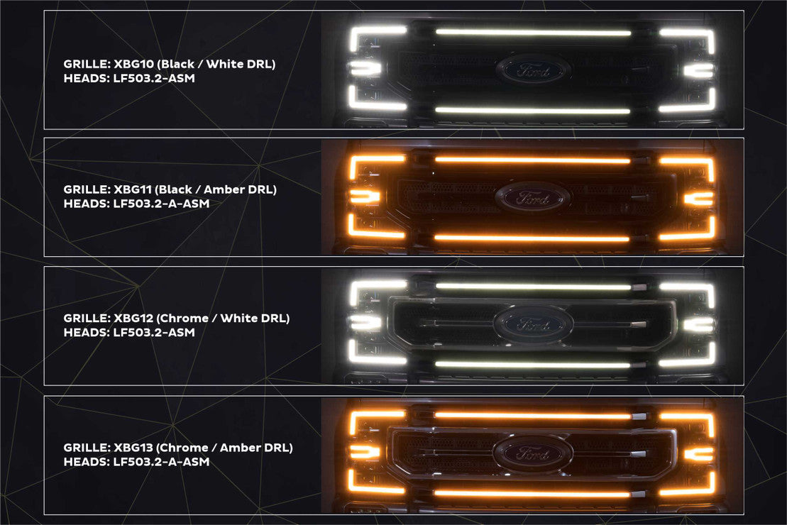 2020-2022 Ford Super Duty F250 White or Amber LED DRL XBG Grill Light Assembly - AutoLEDTech.com