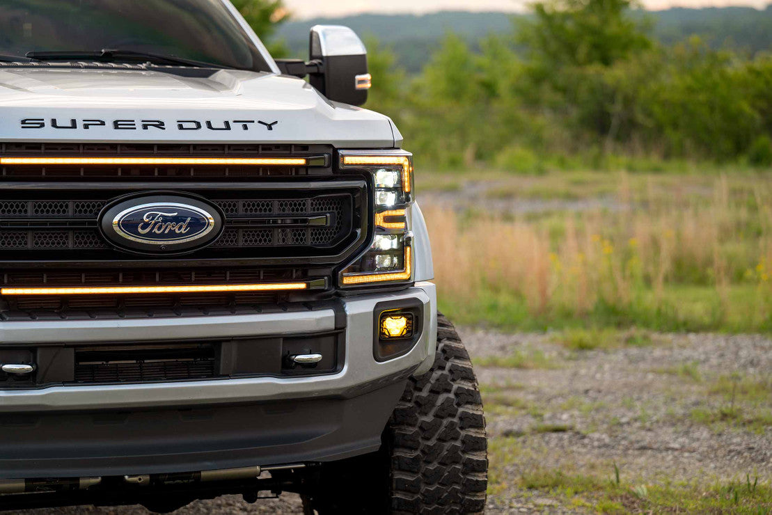 2020-2022 Ford Super Duty F250 White or Amber LED DRL XBG Grill Light Assembly - AutoLEDTech.com