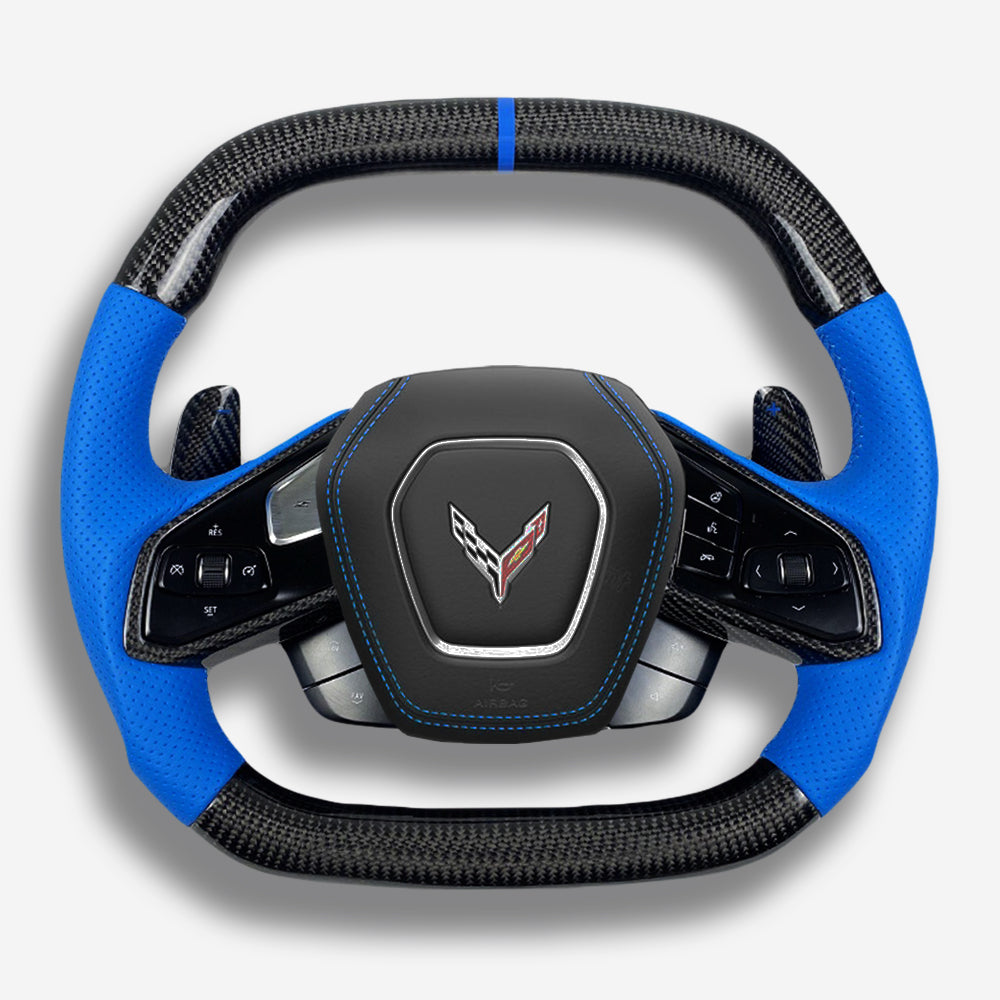 2020-2026+ Chevrolet C8 Corvette Custom Carbon Fiber Steering Wheel - AutoLEDTech.com