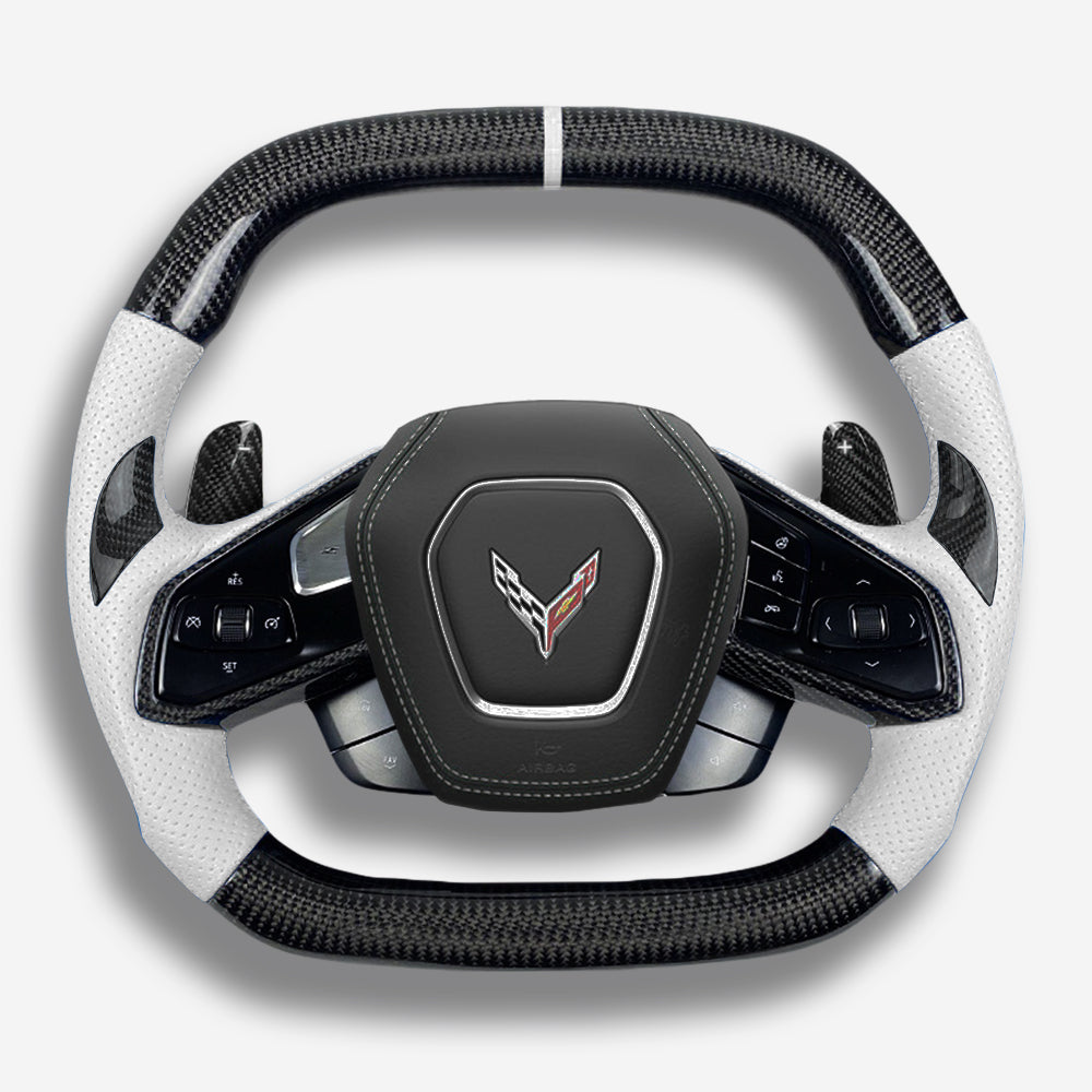 2020-2026+ Chevrolet C8 Corvette Custom Carbon Fiber Steering Wheel - AutoLEDTech.com